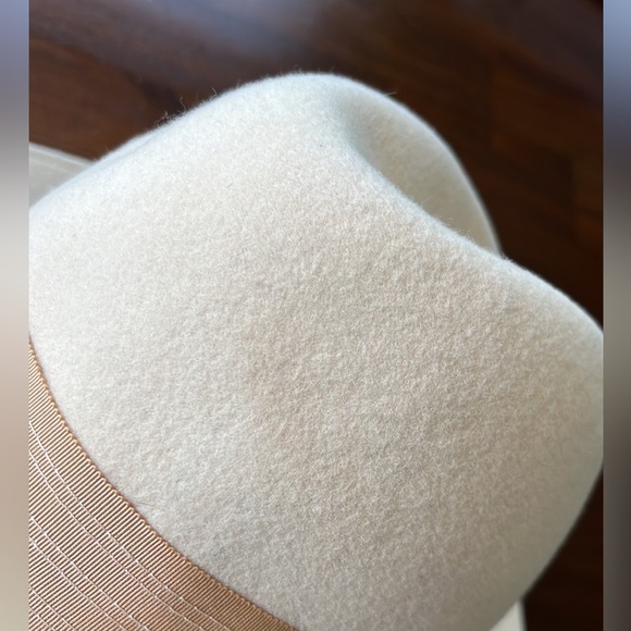 Astre Vintage felted wool hat cream grosgrain ribbon trim - Picture 2 of 9